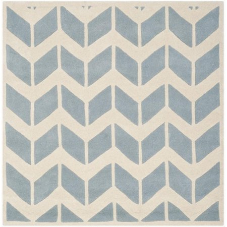 SAFAVIEH 5 Ft. x 5 Ft. Square- Contemporary Chatham Blue And Ivory Hand Tufted Rug CHT746B-5SQ